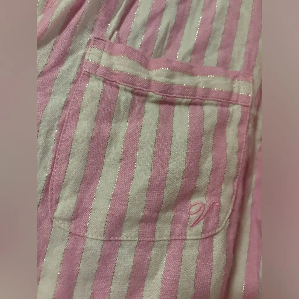 Victoria's Secret Pajama Set cotton blend pink white stripe size small